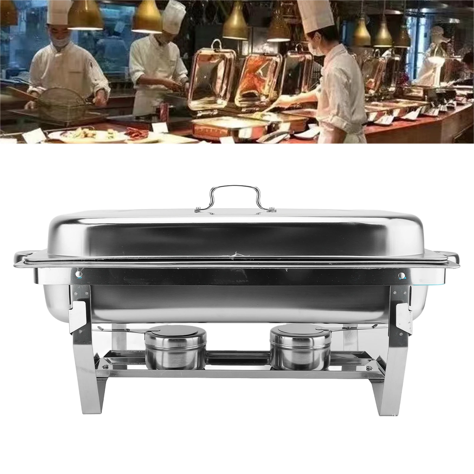 

Chafing Dish Buffet Stove Edges Stainless Steel Buffet Server Stove Easy Maintenance Stable Bracket for Restaurant Home