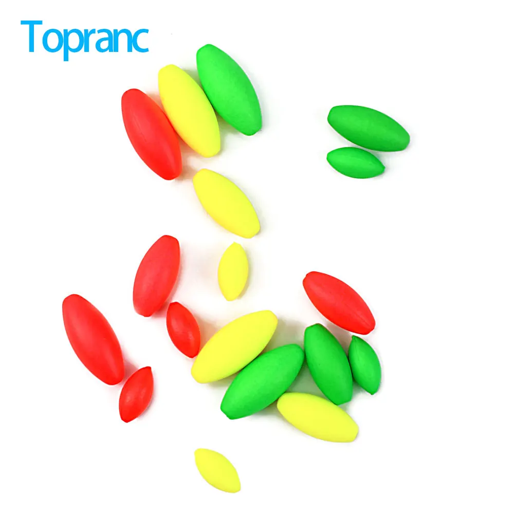 Topranc 35Pcs High Buoyancy EVA Foam Pop‑Up Beads Olive‑Style Floating Bait Multicolor for Carp Fishing Hair Rig Terminal Tackle