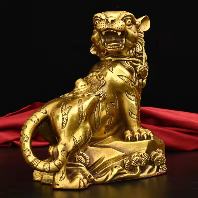 Mountain Ornament Brass Zodiac Tiger Home Study Office Metal Craft Decoration