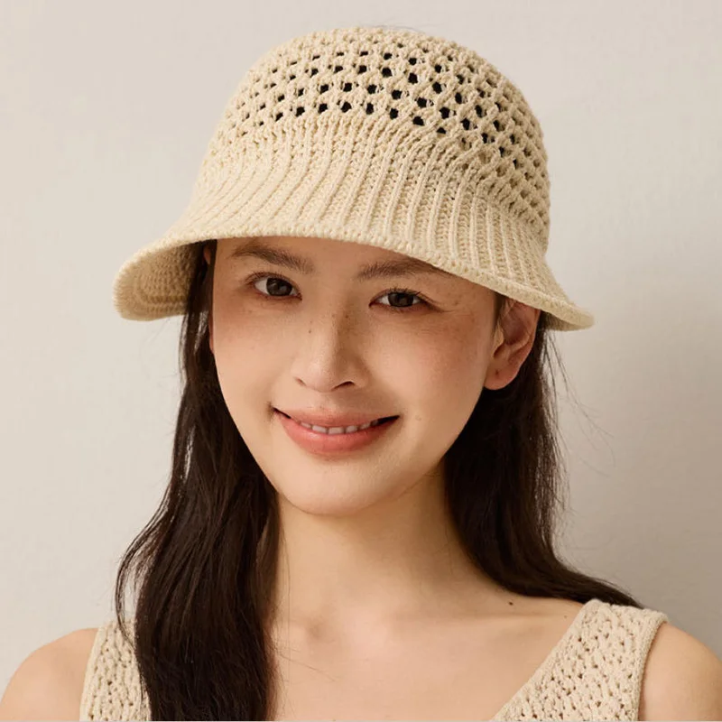 Korean-Style Women's Open-Top Sun Hat Summer Outdoor Breathable Design Face Slimming Hollow Sun Protection Hat