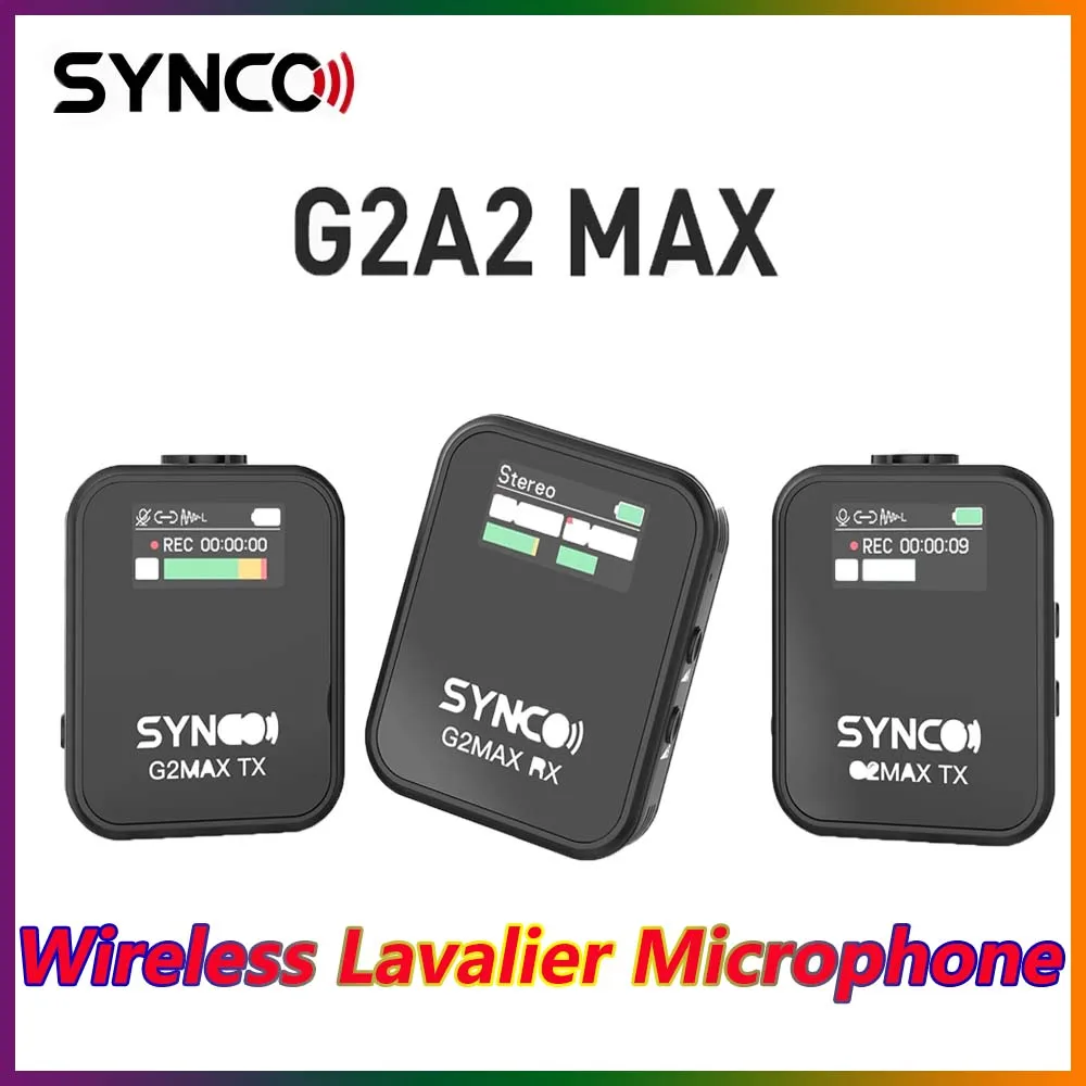 Synco G2 A1 A2 Max Wireless Lavalier Microfone Mic System for Smartphone Table DSLR Camera Realtime Monitoring