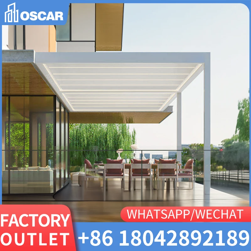 

OEM Outdoor Waterproof PVC Electric Pavilion Louver Roof Garden Pergola Various Sizes 3X3m 3x4m 3x5m 4x4m 5x3m 6x4m