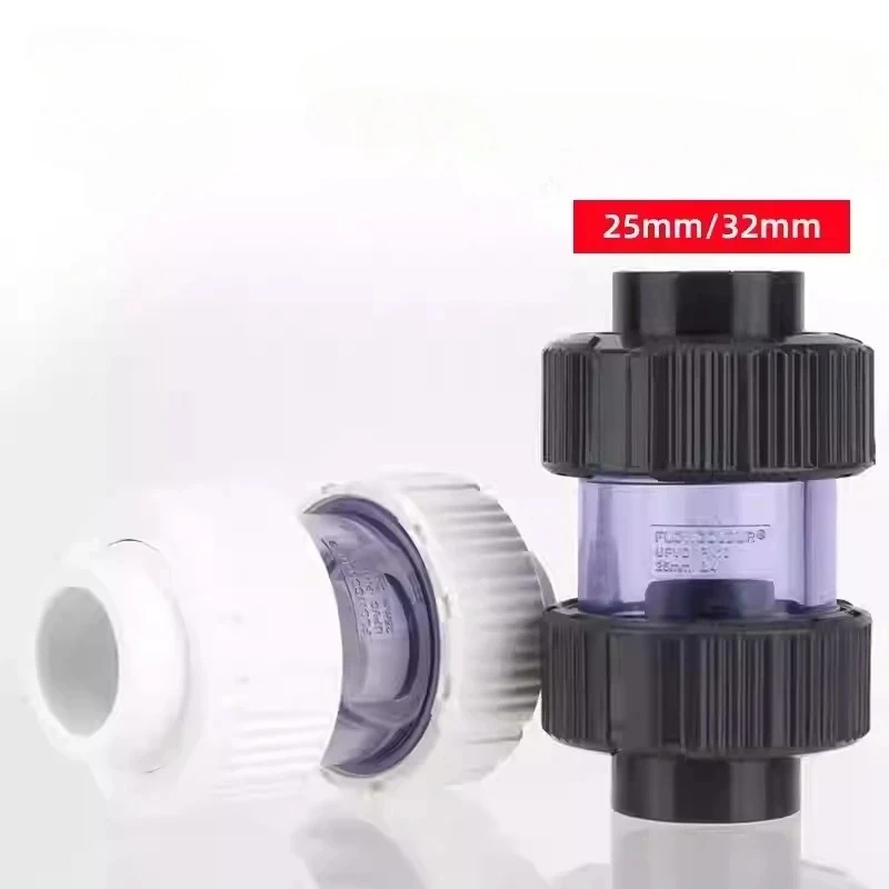 

25mm 32mm Transparent Check Valve PVC One Way Non Return Pipe Fitting Water Connector For Garden Irrigation Aquarium