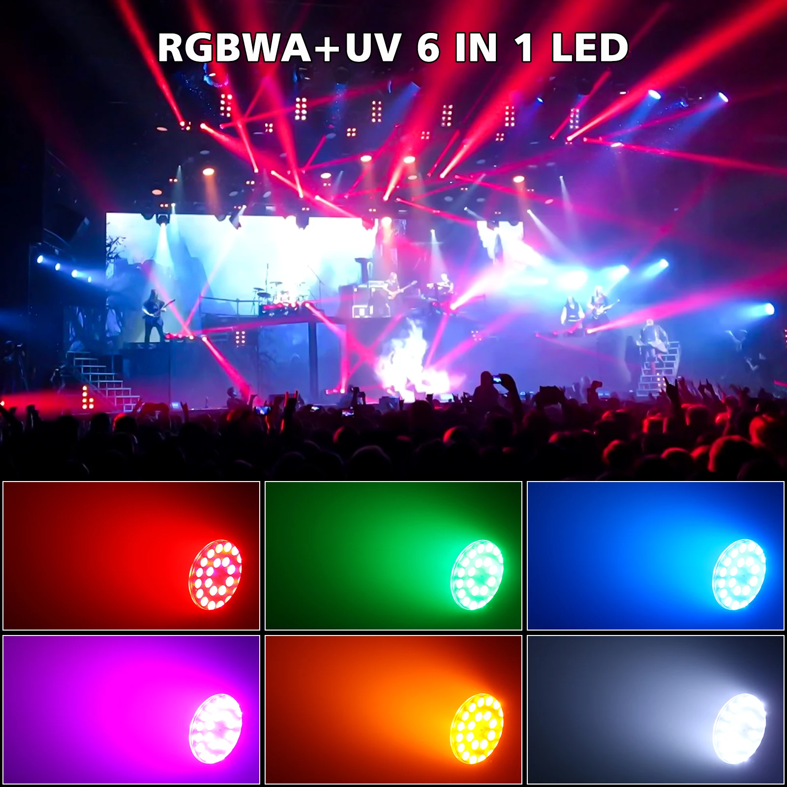 U'King Waterproof RGBWA+UV Par Light DMX512 24x10W 6in1 LED Stage Light DJ Light for Disco Dance Hall Party Bar Performance