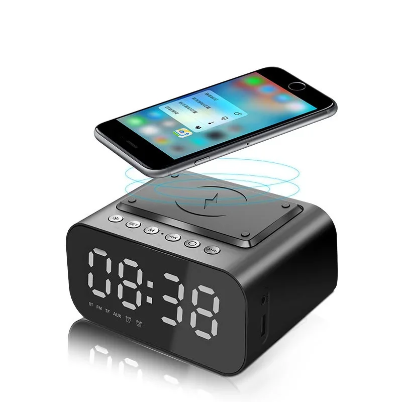 

Sound Box 3 in 1 Speakers Alarm Clock with Wireless Fast Charging Super Bass Blue Tooth Speaker with Wireless Charger and Clock