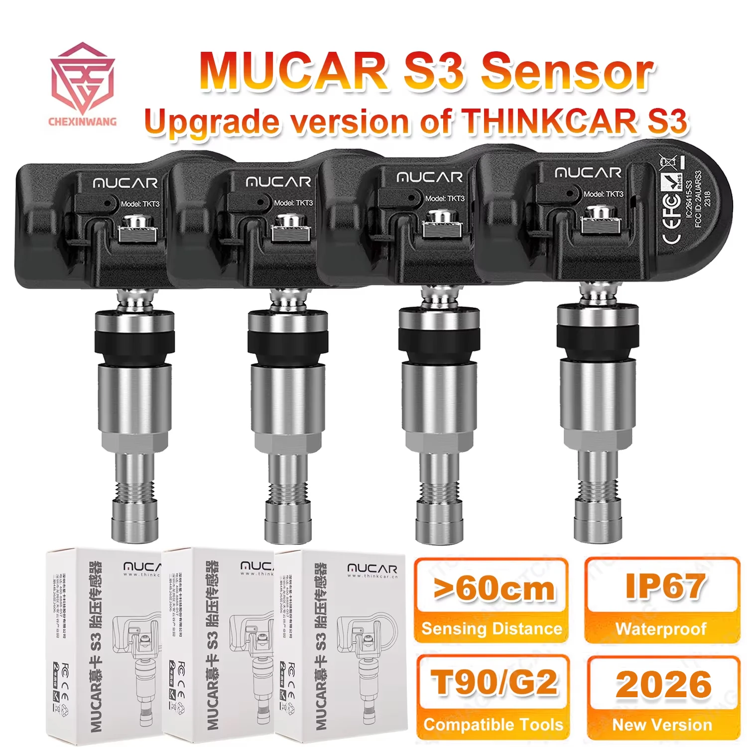 

Модернизированный датчик давления в шинах MUCAR TPMS S3, 315 МГц, 433 МГц