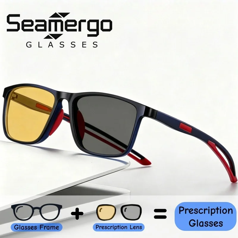 SEAMERGO Ultra-light TR90 Sport Model with Anti-slip Photochromic Prescription Glasses Unisex Anti-blue-light Functions