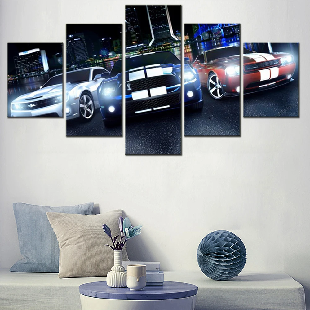 

Canvas Wall Art Poster Painting 5 Panels Vehicle Ford Mustang Sports Car Verona Performance Automotive Home Decor Picture Print