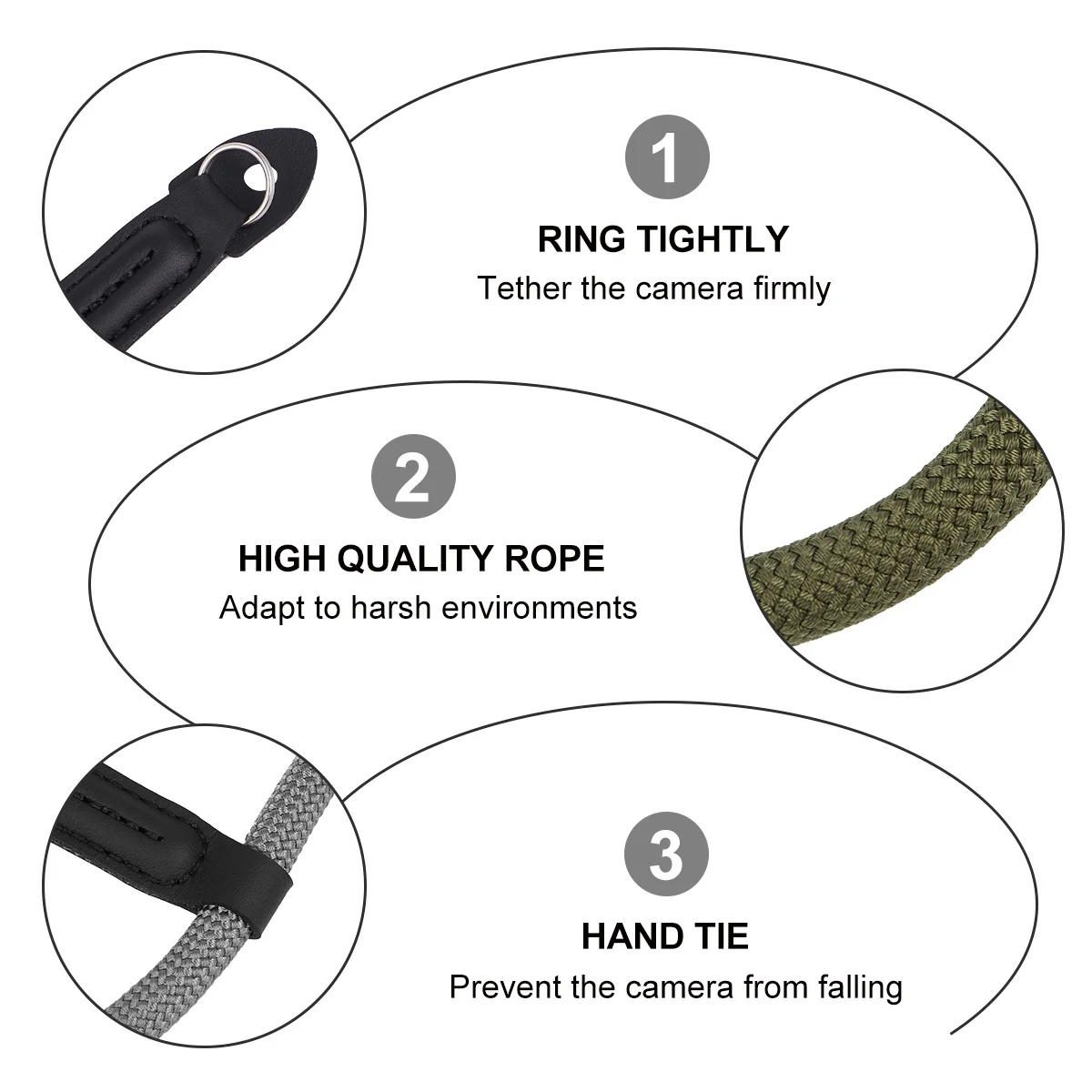 

2Pcs Multi-Function Camera Rope Strap Set High Strength Material Long Lasting Time Use Stylish Comfortable Durable