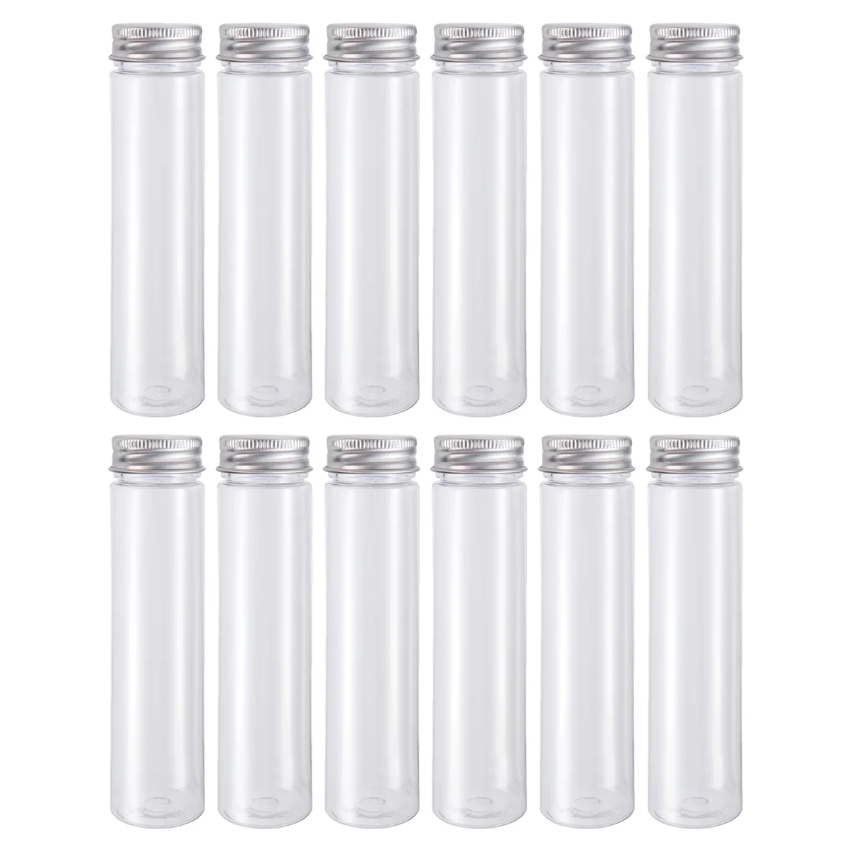 12 tubos de ensaio transparentes de plástico de fundo plano com tampas de rosca recipientes de loção para viagem de doces 110ml