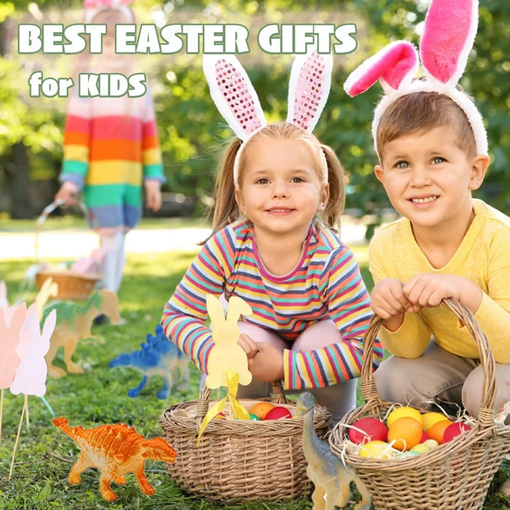 12 عبوة من بيض عيد الفصح المملوء مسبقًا مع ألعاب الديناصورات وحشو سلة عيد الفصح وبيض عيد الفصح للأطفال والأولاد والبنات لعبة صيد البيض