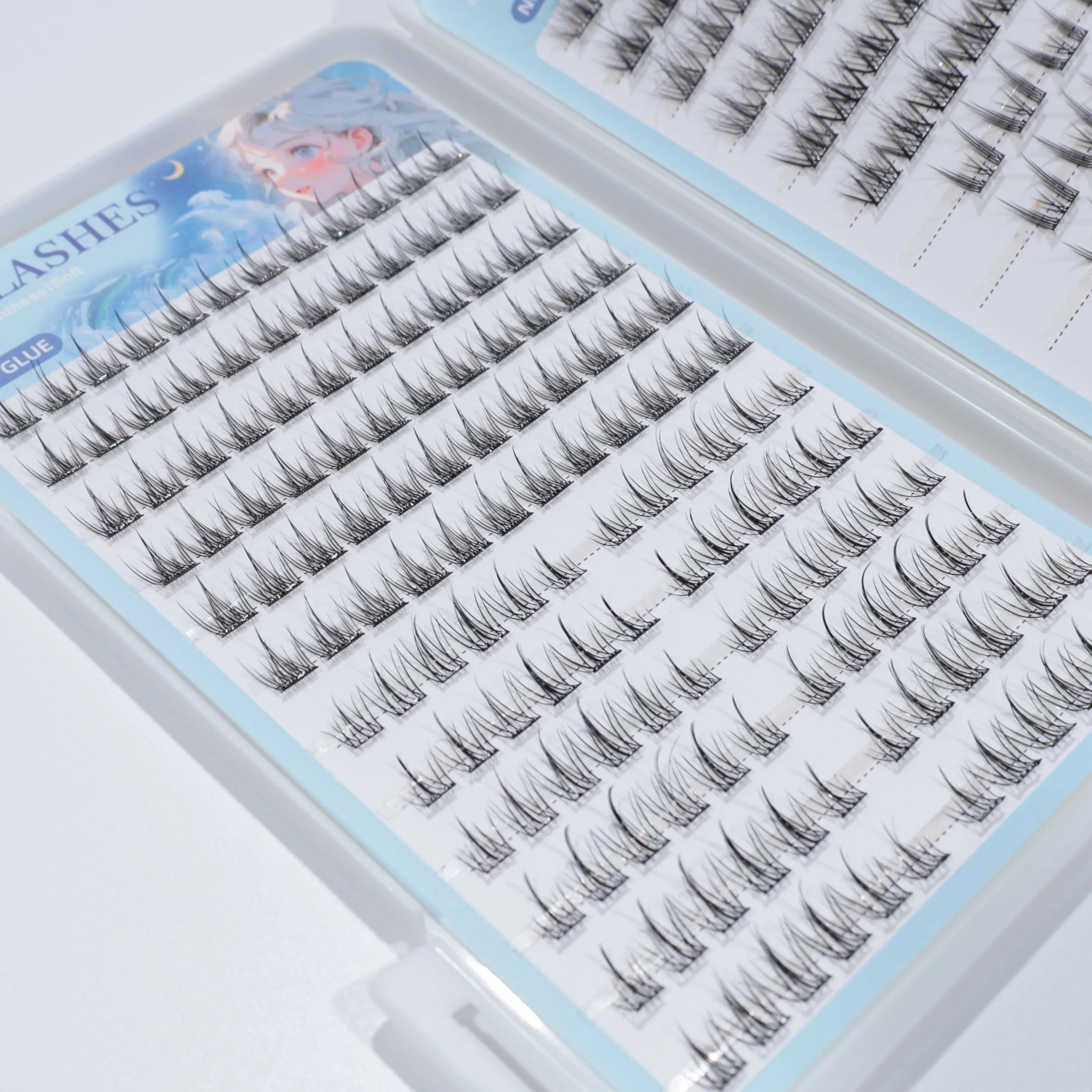 1 caja de 4 pestañas postizas autoadhesivas naturales sin pegamento, que incluyen girasol, trilogía y ojo de gato estilo camelia