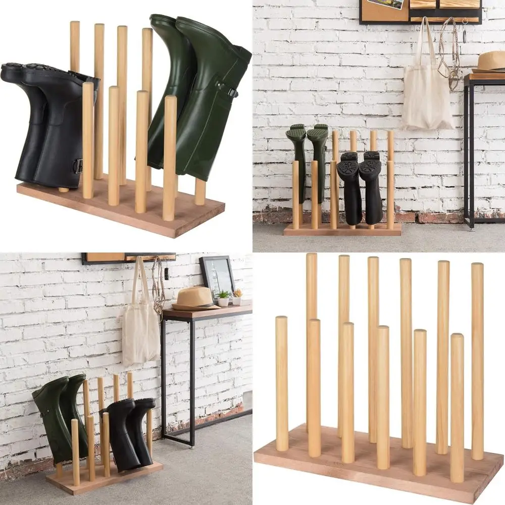 

Органайзер для хранения высоких ботинок на 6 пар — инвертор стойки для прихожей из натурального коричневого дерева