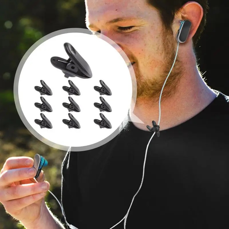 Clip per cavi per cuffie Clip per cuffie a filo morsetto per cavi ruota supporto per Clip per abbigliamento accessori per auricolari per l'esercizio a piedi