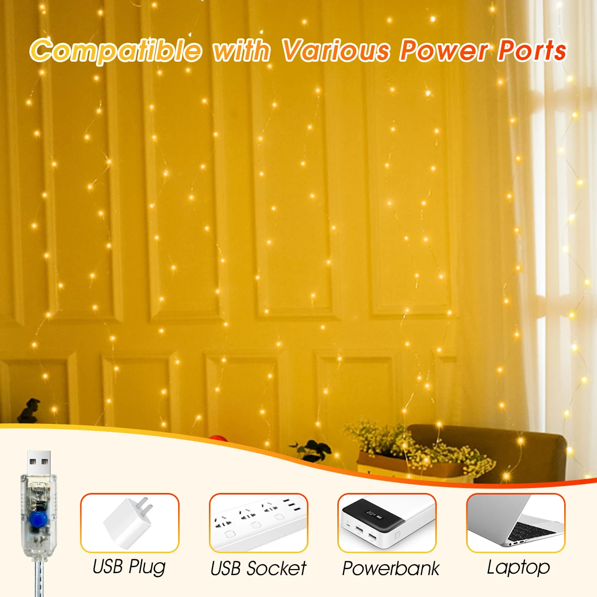 3X3M أضواء الستار الجنية الجديدة 300 المصابيح مع جهاز التحكم عن بعد 8 أوضاع الإضاءة عكس الضوء الموقت مقاوم للماء مثالية لغرفة النوم الداخلية في الهواء الطلق