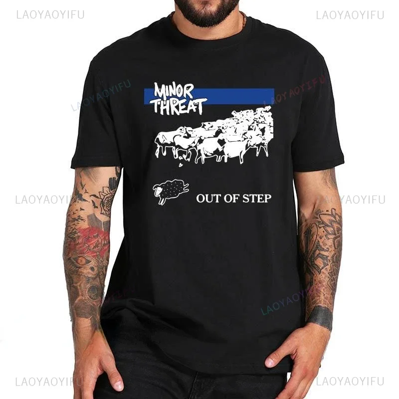 Minor Threat Out of Step Hardcore Punk Band Graphic Fashion Trend print pattern short-sleeved Casual individuality T-shirt