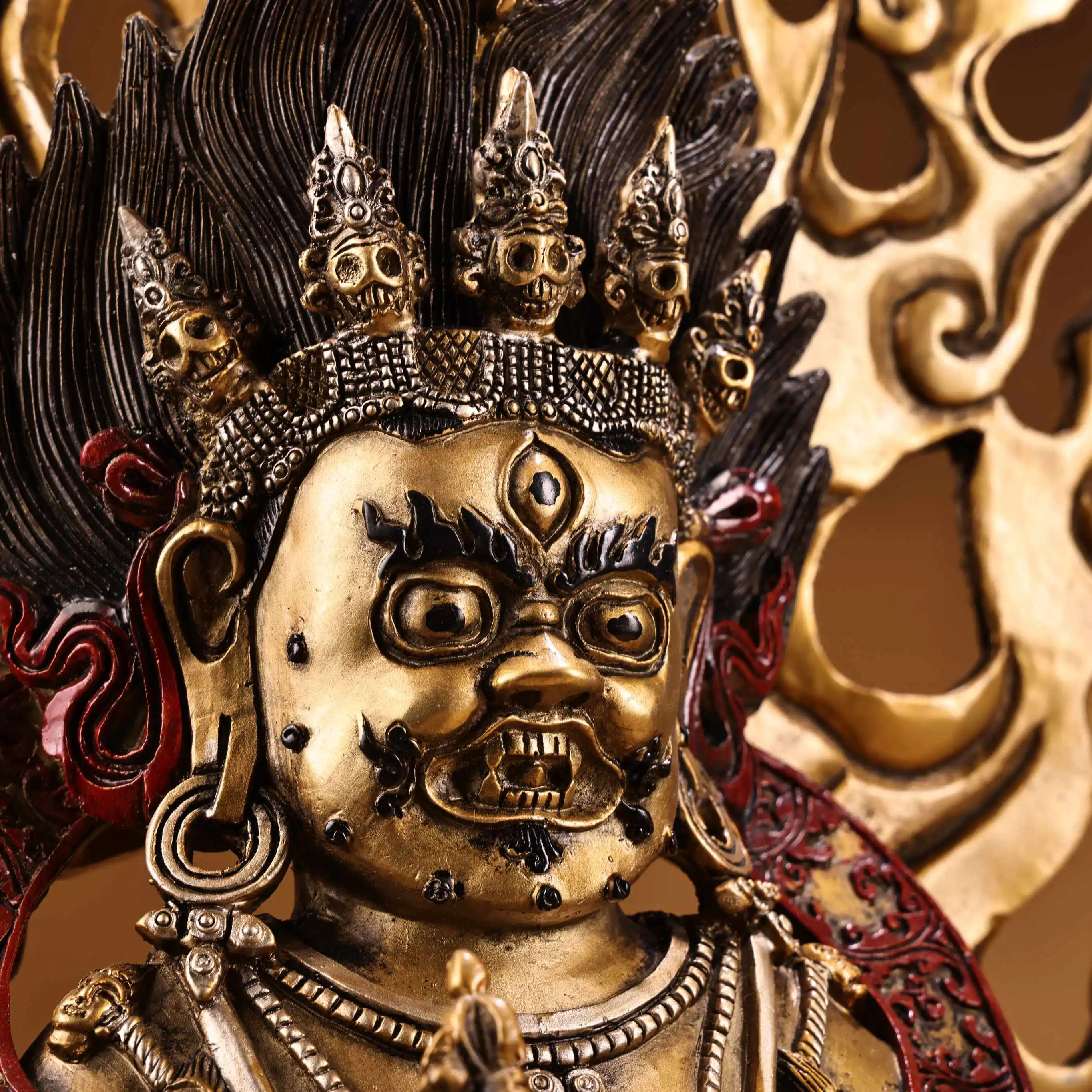Tibetan Dharma Protector Copper Statue Collectible Home Altar Decor Craft Figurine