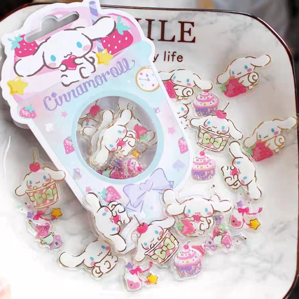 Pegatinas de juguetes originales Sanrio Hello Kitty, melodía de dibujos animados Cinnamoroll, álbum de recortes, casco de bicicleta, decoración de monopatín, calcomanías, regalos para niñas