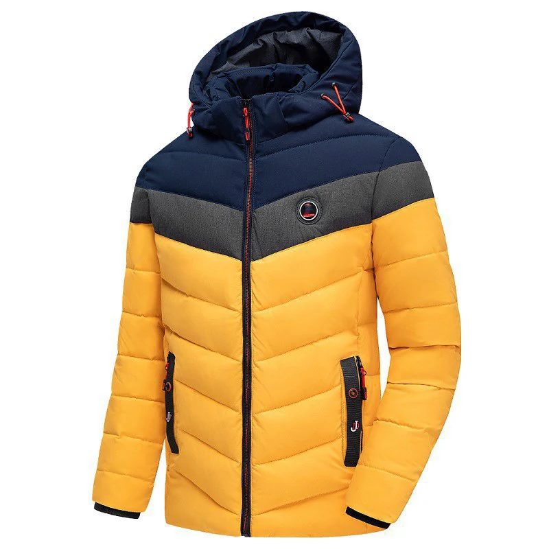 Men Padded Jacket Windbreaker Winter Hooded Parkas Warm Outdoors Thicken Coat