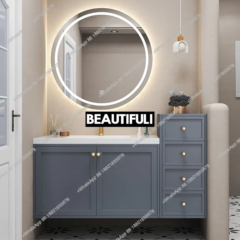 

Z136light luxury Nordic bathroom cabinet combination slate modern simple bathroom smart washstand