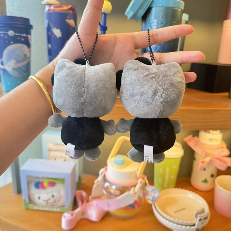 Sanrios – porte-clés en peluche gris charbon de bois Hellokittys, poupée suspendue, jouet pour sac à main, jouets de décoration, fourre-tout, accessoire cadeaux
