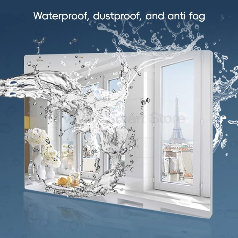 Wireless Casting LED 24 27 Inch Smart Screen TV Wall-mounted Monitor Relax for Bathroom Kitchen Mirror Black Waterproof Shower