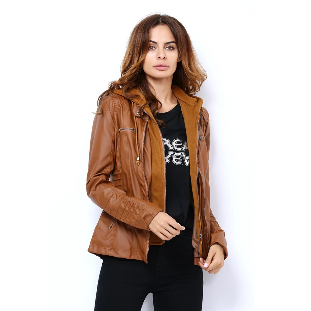 Chaquetas de cuero para primavera y otoño para mujer, abrigo femenino, chaqueta básica de motocicleta para mujer, ropa de abrigo estilo Bomber Punk