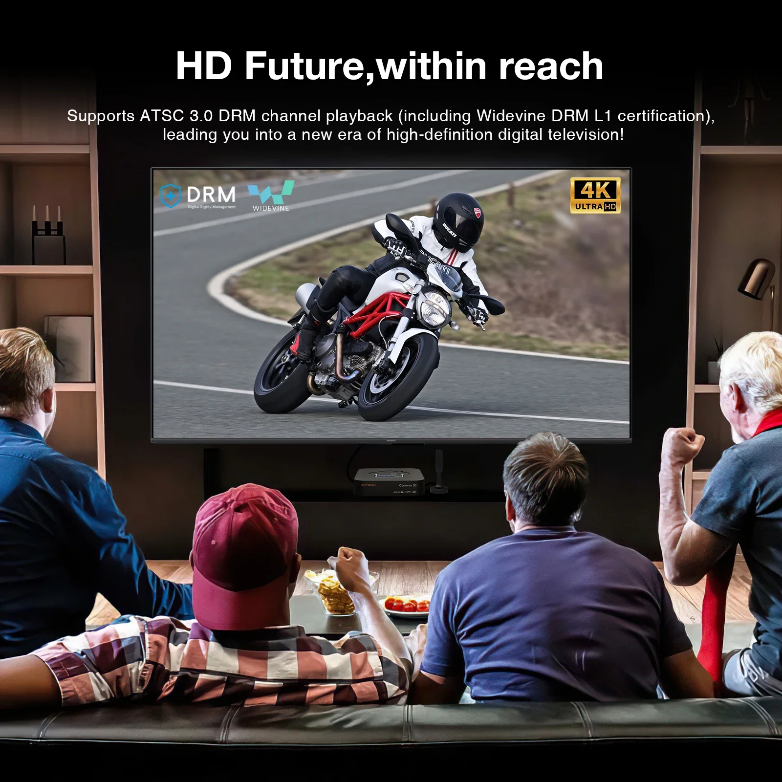 Конвертер Gtmedia HDTV X1 Android 11 4K, HD, 2+32 ГБ, поддержка atsc3.0/atsc1.0, цифровой наземный сигнал, atsc3.0, канал DRM