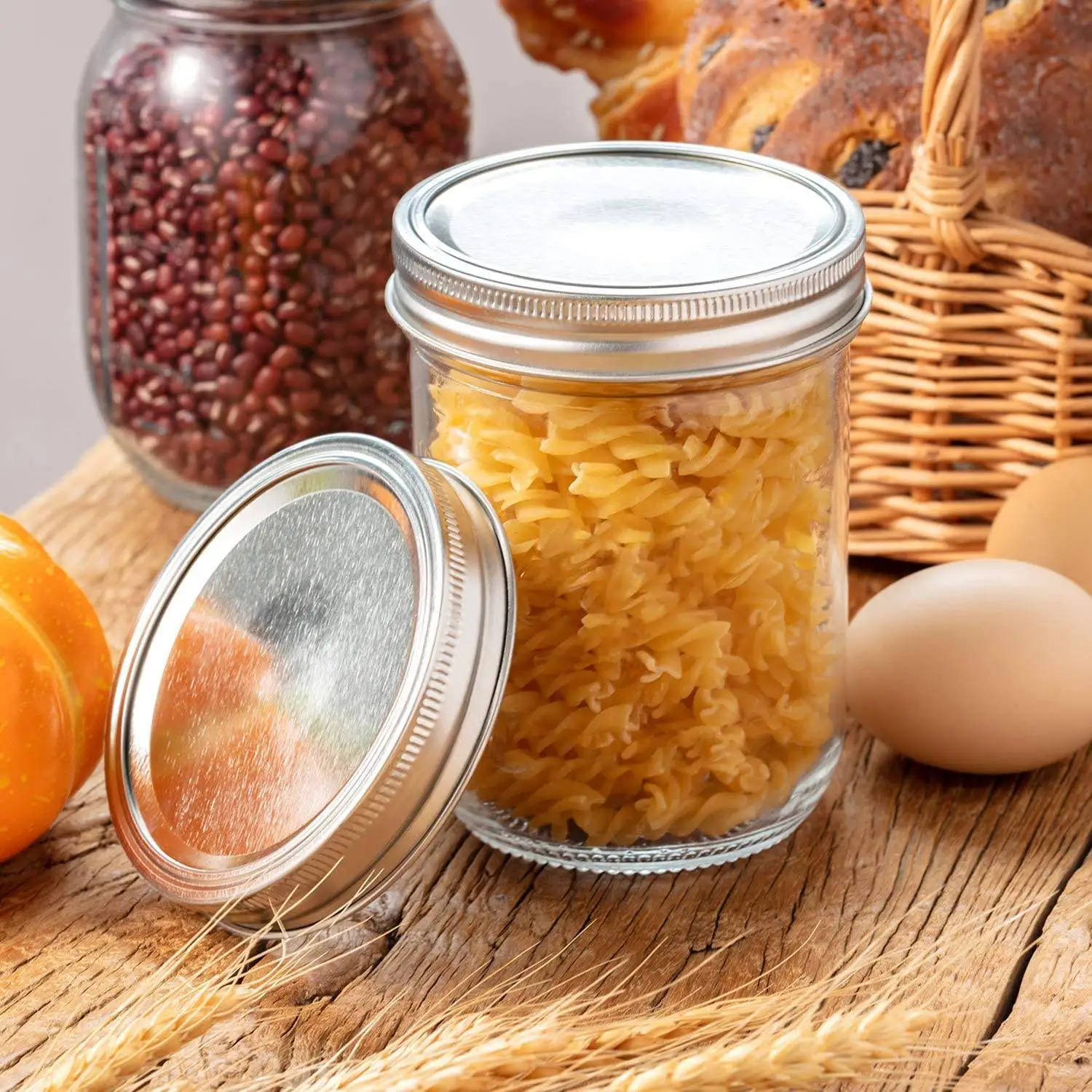 -A14E 30 قطعة برطمان تعليب ميسون واسع الفم استبدال حلقات معدنية أربطة لولبية مقاومة للصدأ حلقات أربطة معدنية صفيح 86 مم