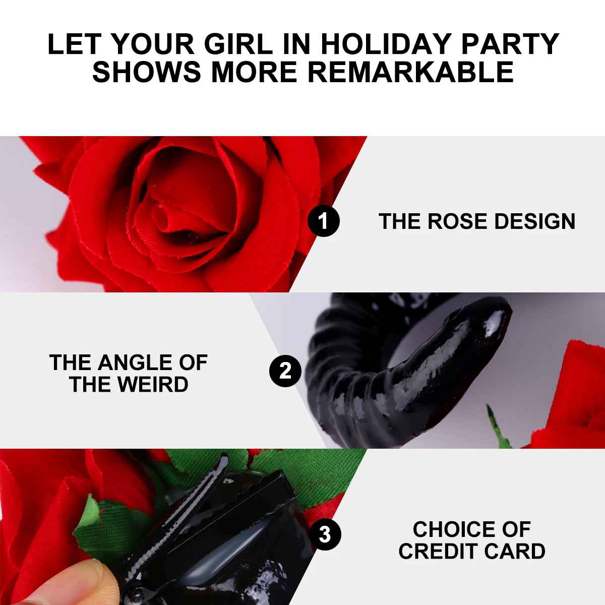 

1Pair Simulation Rose Hairpin Halloween Cosplay Props Horns Clips Funny Kids Durable Party Hair Jewelry Halloween Cosplay Props