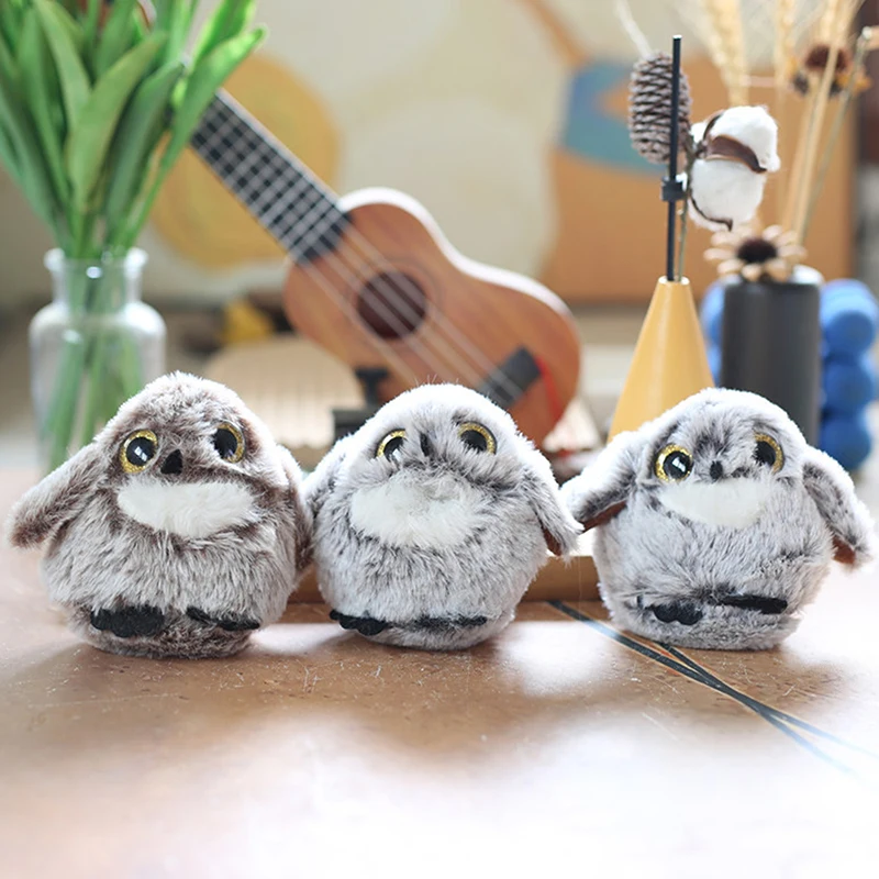 Cute Fashion Simulated Owl Plush Keychain Cartoon Stuffed Animal Keychain Exquisite Backpack Decoration Accessories Gifts