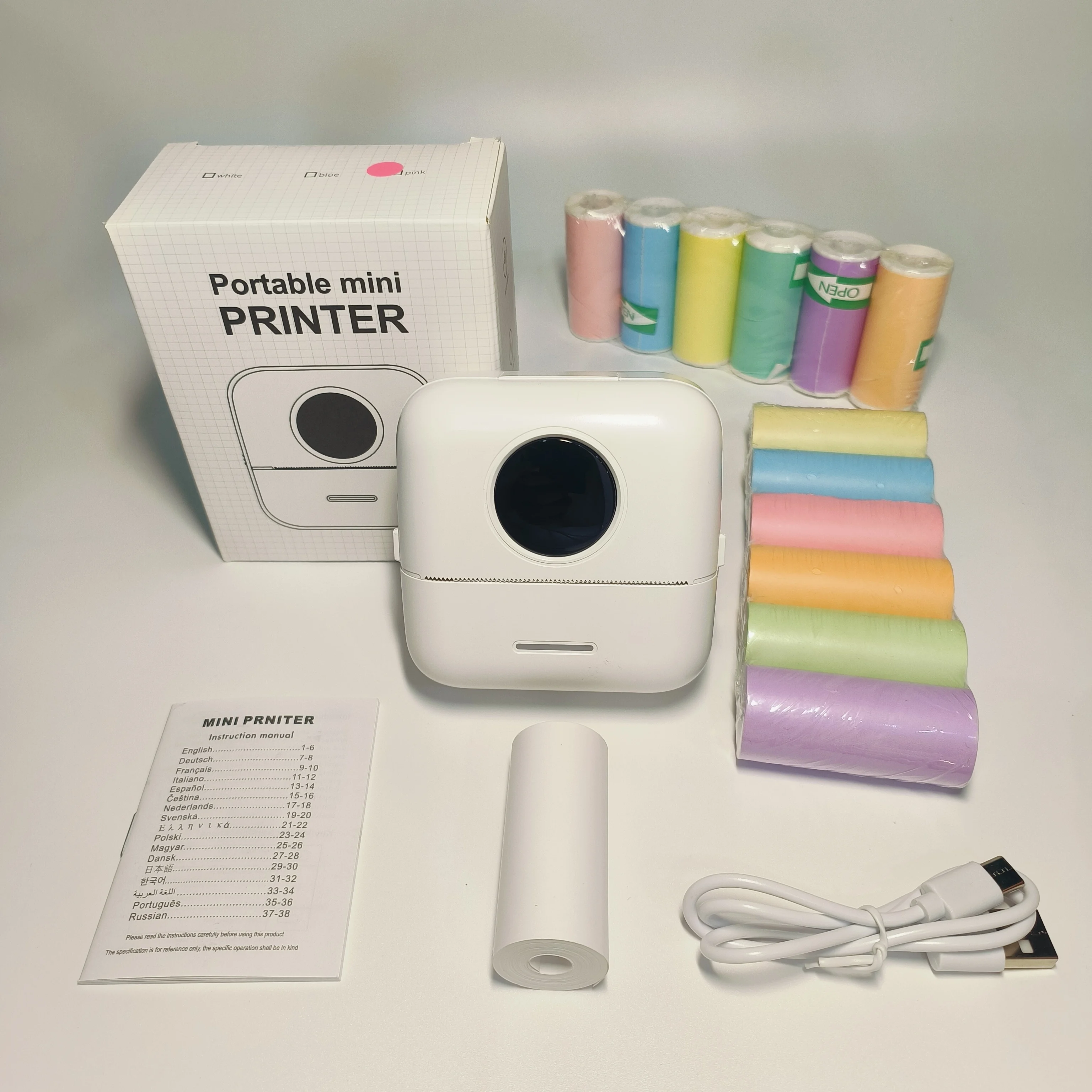 

New Multi-Function Mini Portable Thermal Printer, 203dpi Wireless Pocket Printer Set, Inkless Compatible with iOS & Android