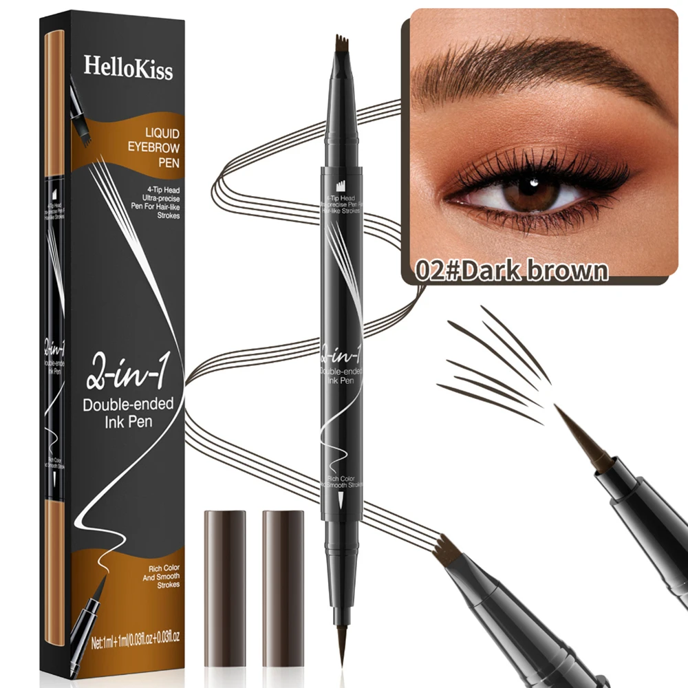 Waterproof Eyebrow Pen Four-claw Eye Brow Tint Fork Tip Eyebrow Tattoo Pencil Long Lasting Black Brown Gray Liquid EyeBrow Penci