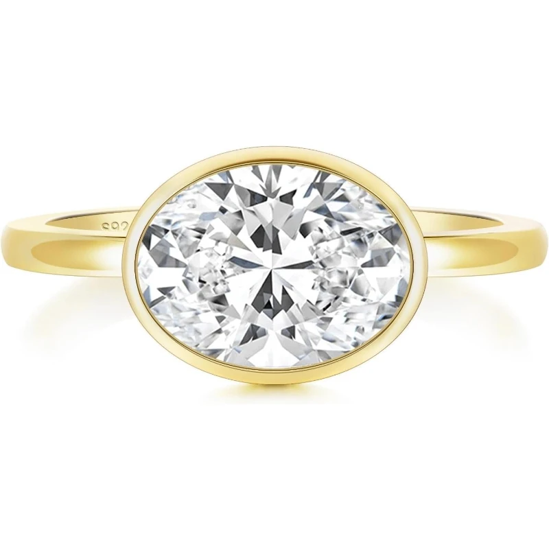 

Engagement Rings for Women 3CT Oval Cut Moissanite S925 Sterling Silver With GRA Lab Diamond 14K Gold Plated Promise Rings
