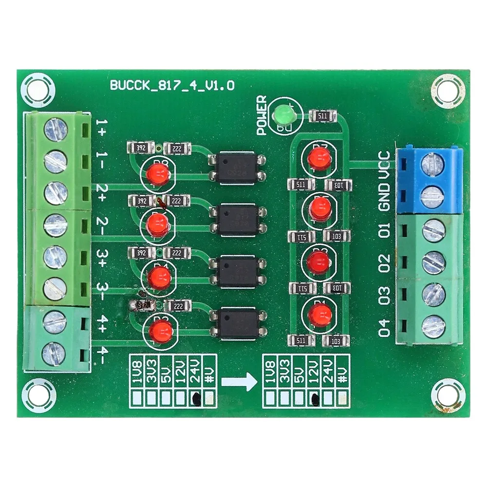 24V to 5V Optocoupler Isolation Board 4 Channel PNP NPN PLC Signal Converter Isolation Module Level Shifting