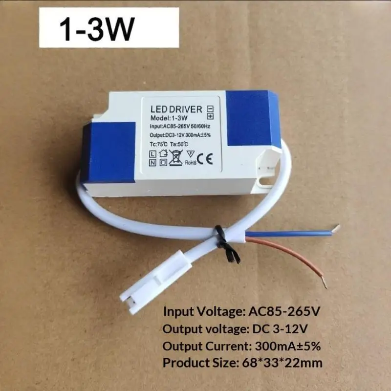 1Pcs LED Driver 1-3W 3-5W 4-7W 8-12W 12-18W 18-24W 24-36W Lighting Transformer 85-265V Constant Current Non-Isolated External