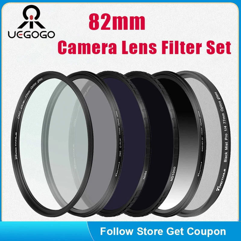 UEGOGO 82mm filtro gradiente GND rojo azul CPL/UV/MCUV ND2-400/enfoque suave niebla negra difusión estrella línea 4 6 8 filtro de lente de cámara