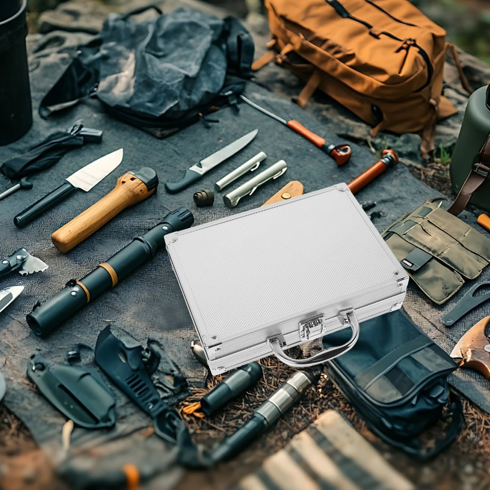 

Aluminum Toolbox Case Silver Shockproof Storage Organizer Tool Box Container Craftsmanship Portable