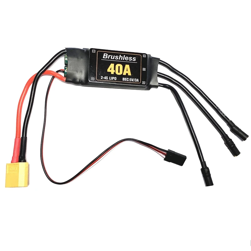 40A Brushless ESC Preto Brushless ESC XT60 Motor Controlador de Velocidade Para RC FPV Quadcopter Helicóptero