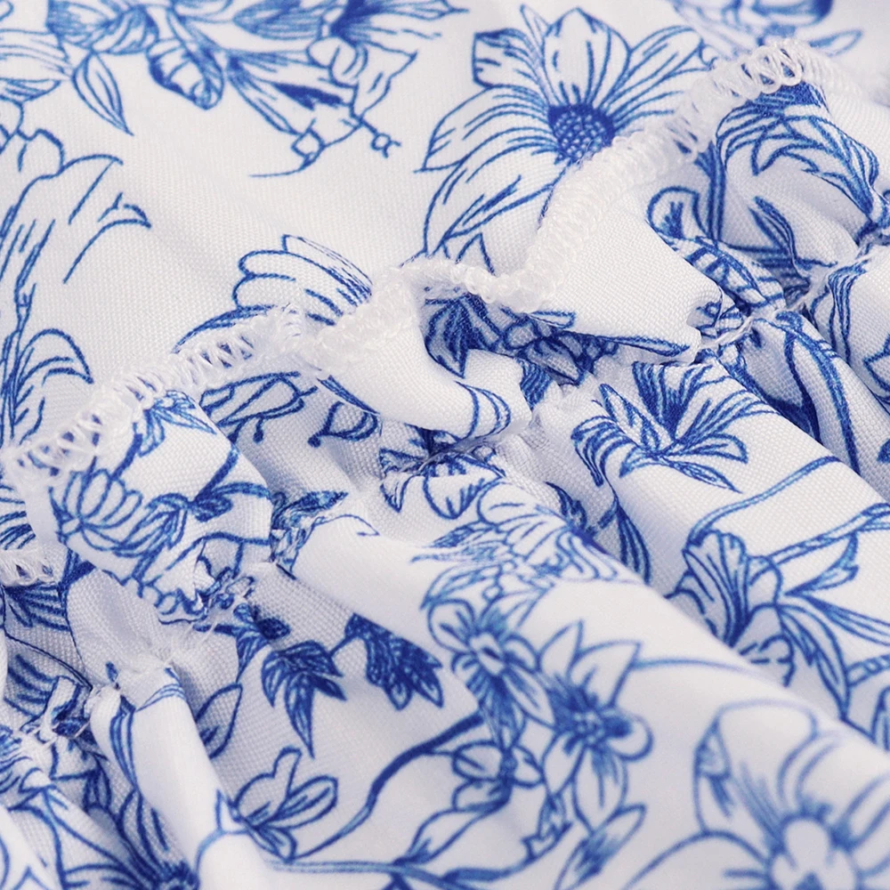 Women Fashion Dress Floral Print Tie-Up Backless Mini Dress Summer Party Dress Casual Tops