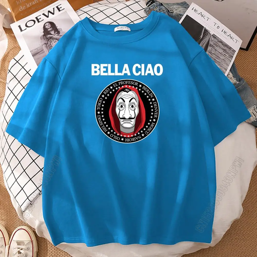 2024 Summer Bella Ciao Banknote House Cotton Men's Tshirts Street Soft T-Shirt Sport Slim T-Shirts Style Loose Mens Short Sleeve