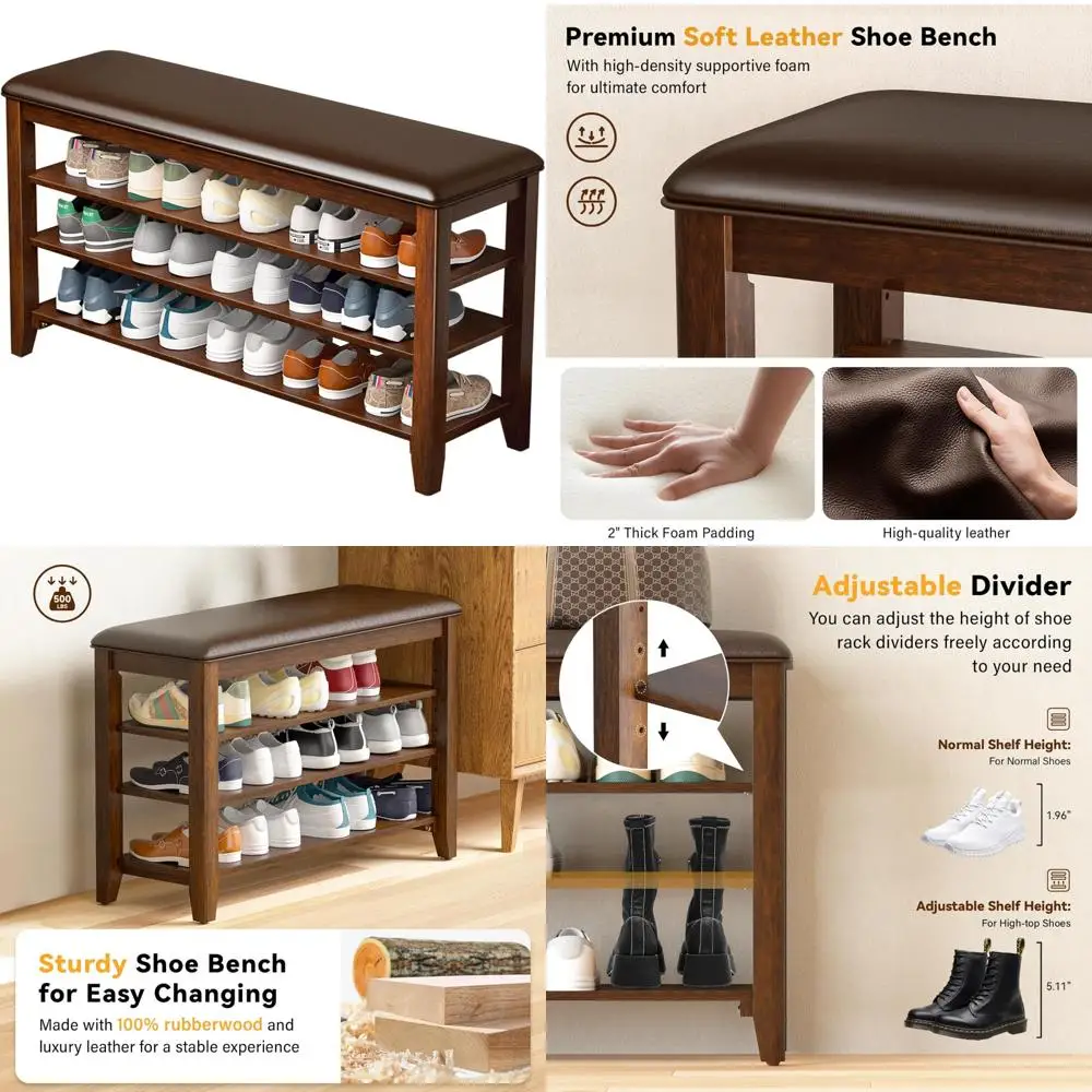가죽 쿠션 신발장 벤치 현관 수납 및 정리용