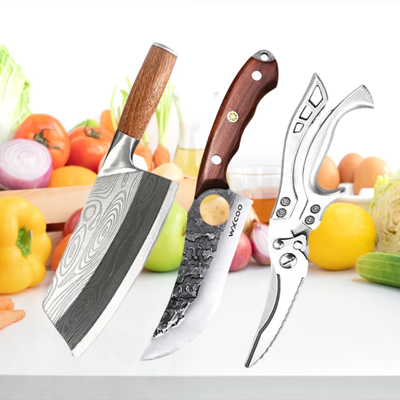 

WXCOO Stainless Steel Kitchen Knife Household Fruit Utility Knife for Meat Cutting Boning Knife for BBQ Cooking Kitchen Supplies