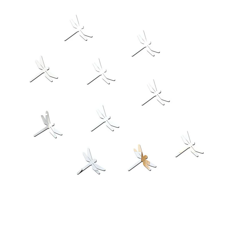 10pcs Dragonfly acrilico specchio adesivi murali specchio autoadesivo per soggiorno TV sfondo decorazione della parete decorazione della casa