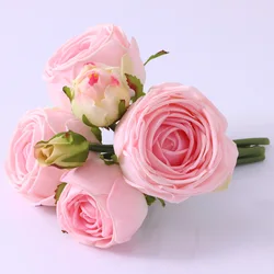 6 Heads Moisturizing Rose Bouquet  Real Touch Artificial Roses Flowers Bridal Bouquet Wedding Party Home Decor Fake Rose Flowers
