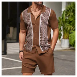 Summer Male Ice Silk Short-sleeved Two-piece Set Business Casual Men's Suit Men's Clothing High Quality Men's Two-piece Set Gym