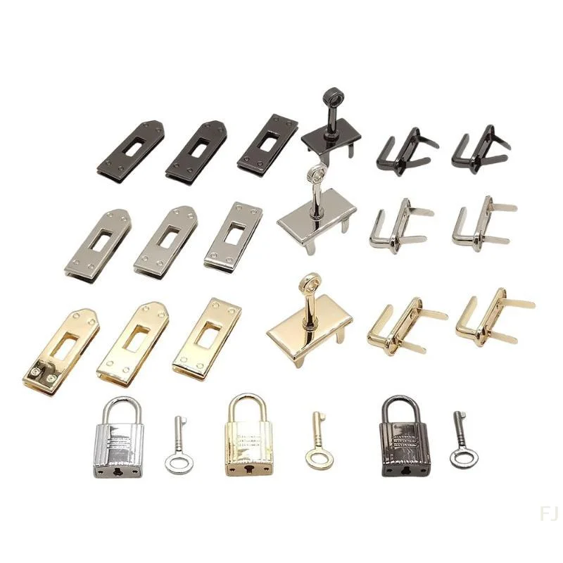 [YU]7pcs/set Clasp Lock Lockbutton Metal Hardware For DIY Women Handbag Shoulder Bag Purse DIY Accessories