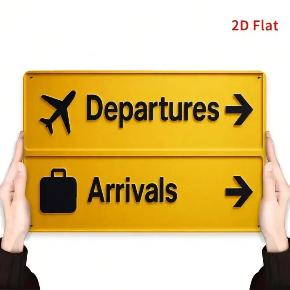 Vintage Metallschild Wandkunst – Retro Airport Arrivals Departures Blechschild für Home Bar Dekor