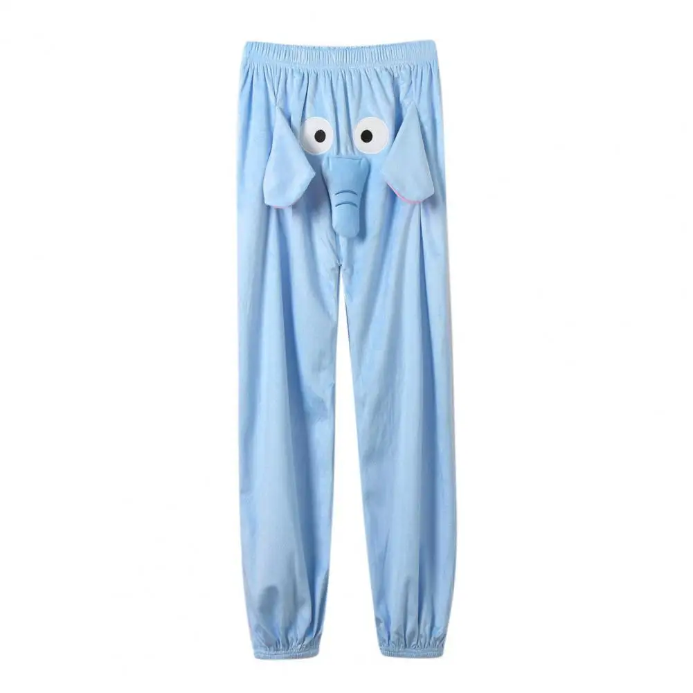 Men Pajama Pants Cartoon Pattern Pants for Women Wide Leg Lounge Bottoms with Elastic Waistband Sleepwear