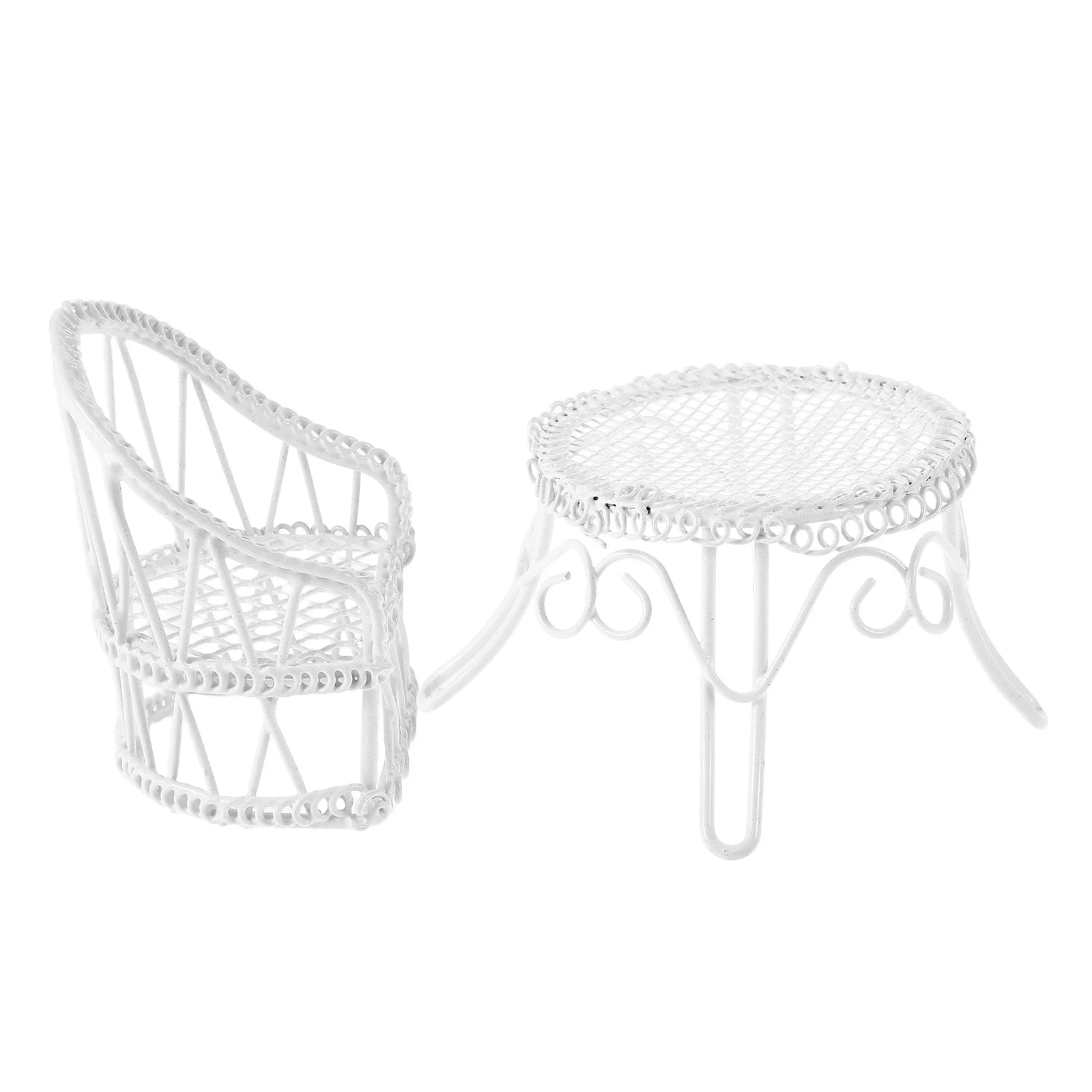 

1 set 1 Set Miniature Table Chair Set For Dollhouse Garden Mini Furniture Ornament Simulation Home Decor Accessory Landscape